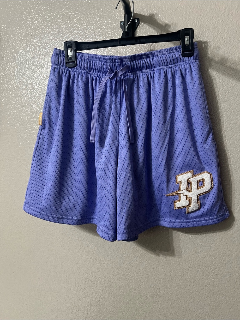 Inaka Purple Mesh power shorts, draw string, with Embroidered 'IP' Patch